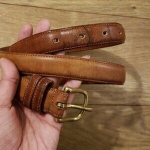 Coach Womens Brown Leather Chic Feminine Edgy Retro Gold Buckle Belt Size 34in